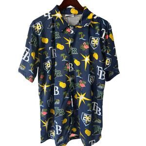 MLB Tampa Bay Rays Hawaiian 20th Anniversary Baseball Button Down Mens Shirt XL
